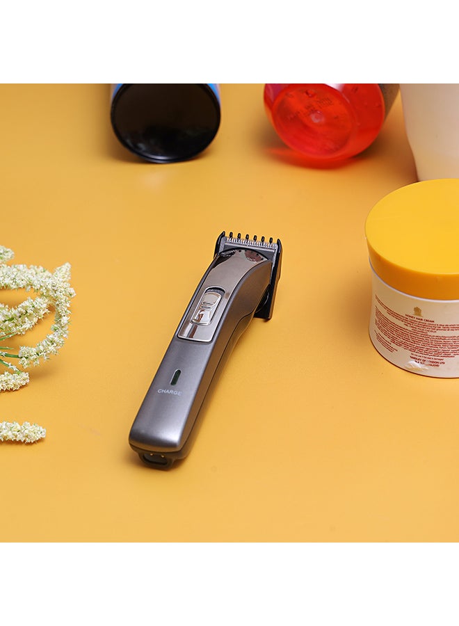 Olsenmark Rechargeable Hair & Beard Trimmer with Stainless Steel Blade, Cordless Use and Hair Clipper Silver/Black 19cm - Image 5