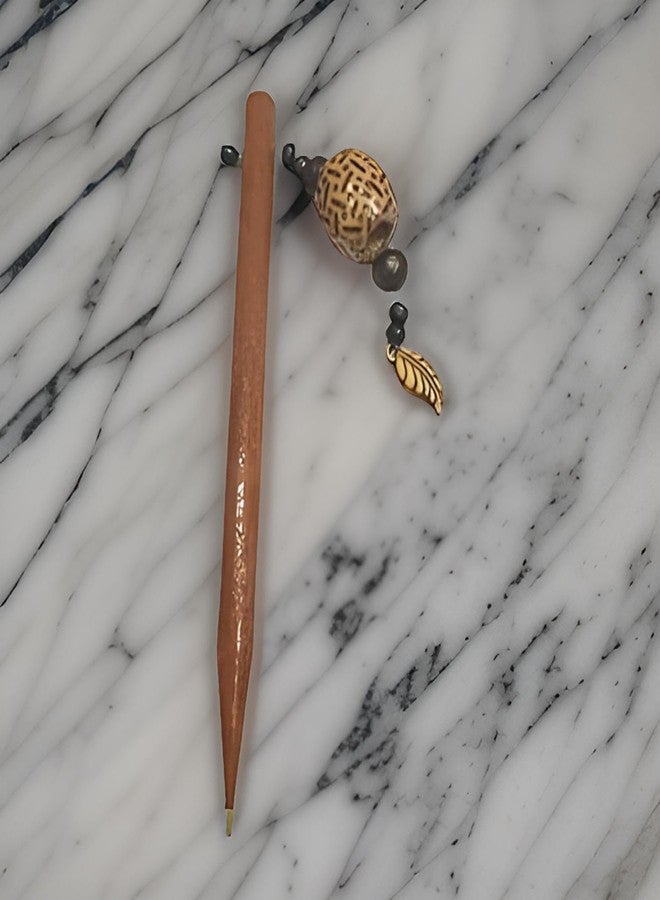 Salvus App SOLUTIONS Handmade Brown Wooden Beads Hair Pin/Juda Stick For Women & Girls, Set of 6 (1.2x12 Cm, Wood) - Image 5