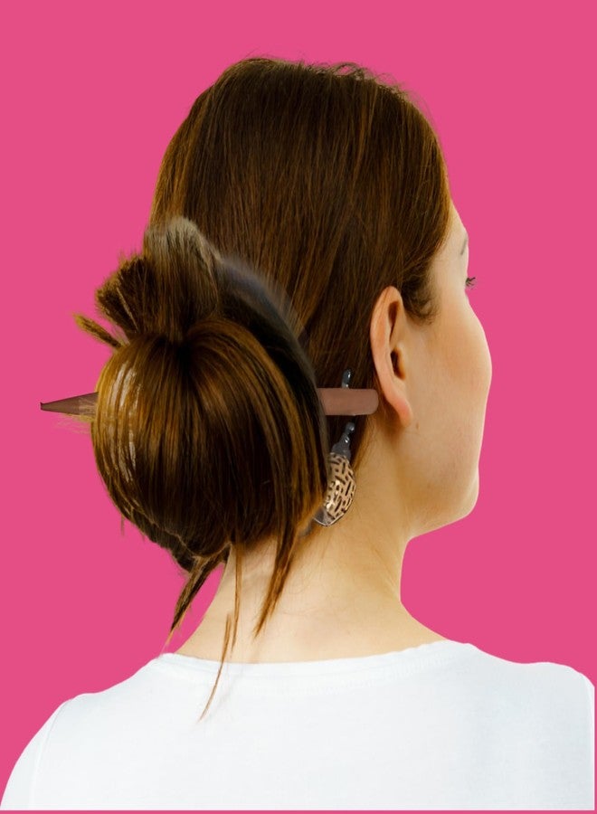 Salvus App SOLUTIONS Handmade Brown Wooden Beads Hair Pin/Juda Stick For Women & Girls, Set of 6 (1.2x12 Cm, Wood) - Image 3