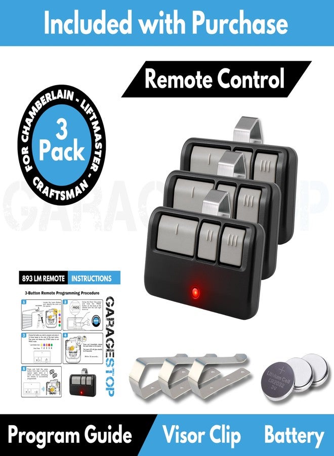 GARAGE STOP ثلاثة أجهزة تحكم عن بعد بديلة لأجهزة فتح أبواب المرآب العالمية من LiftMaster و Chamberlain و Craftsman، طرازات 893LM و 893Max و 891LM و 371LM و 373LM و 971LM و 973LM، بمدى طويل جدًا - Image 5