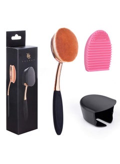 Yoseng Large Rose Gold Foundation Contour Round Toothbrush Dust Free Oval Makeup Brushes Ink Blending With Dustproof Cover Brush Egg Cleaner  - Image 1