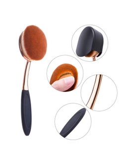 Yoseng Large Rose Gold Foundation Contour Round Toothbrush Dust Free Oval Makeup Brushes Ink Blending With Dustproof Cover Brush Egg Cleaner  - Image 4