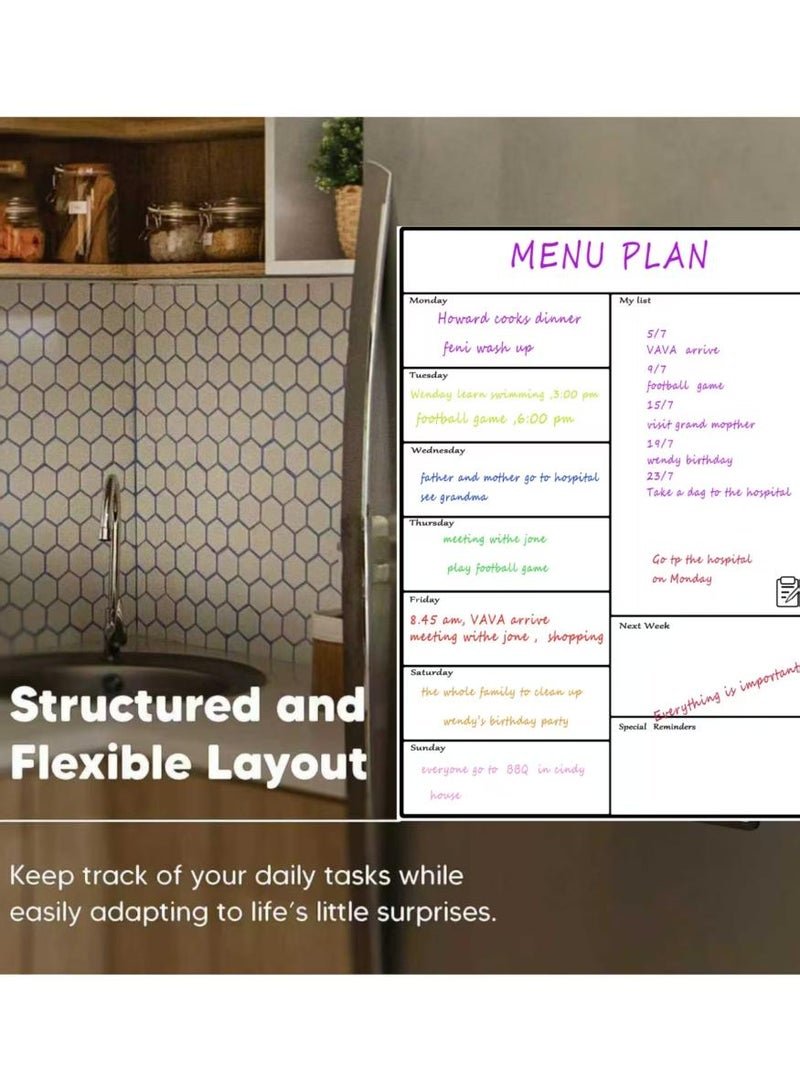 PAPERSAY A3 Magnetic Whiteboard Fridge Calendar, Meal Menu Planner and Shopping List White Board, Memo Board and Family Planner Notice Board for Refrigerator Dry Erase, Weekly - Image 3