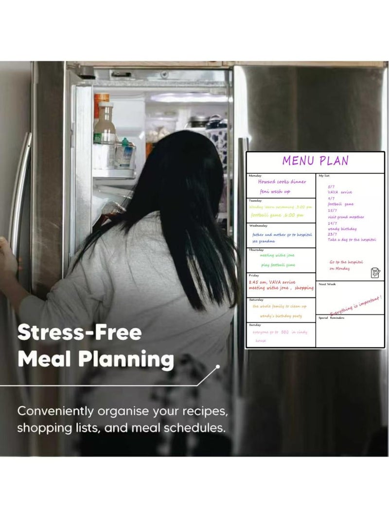 PAPERSAY A3 Magnetic Whiteboard Fridge Calendar, Meal Menu Planner and Shopping List White Board, Memo Board and Family Planner Notice Board for Refrigerator Dry Erase, Weekly - Image 4