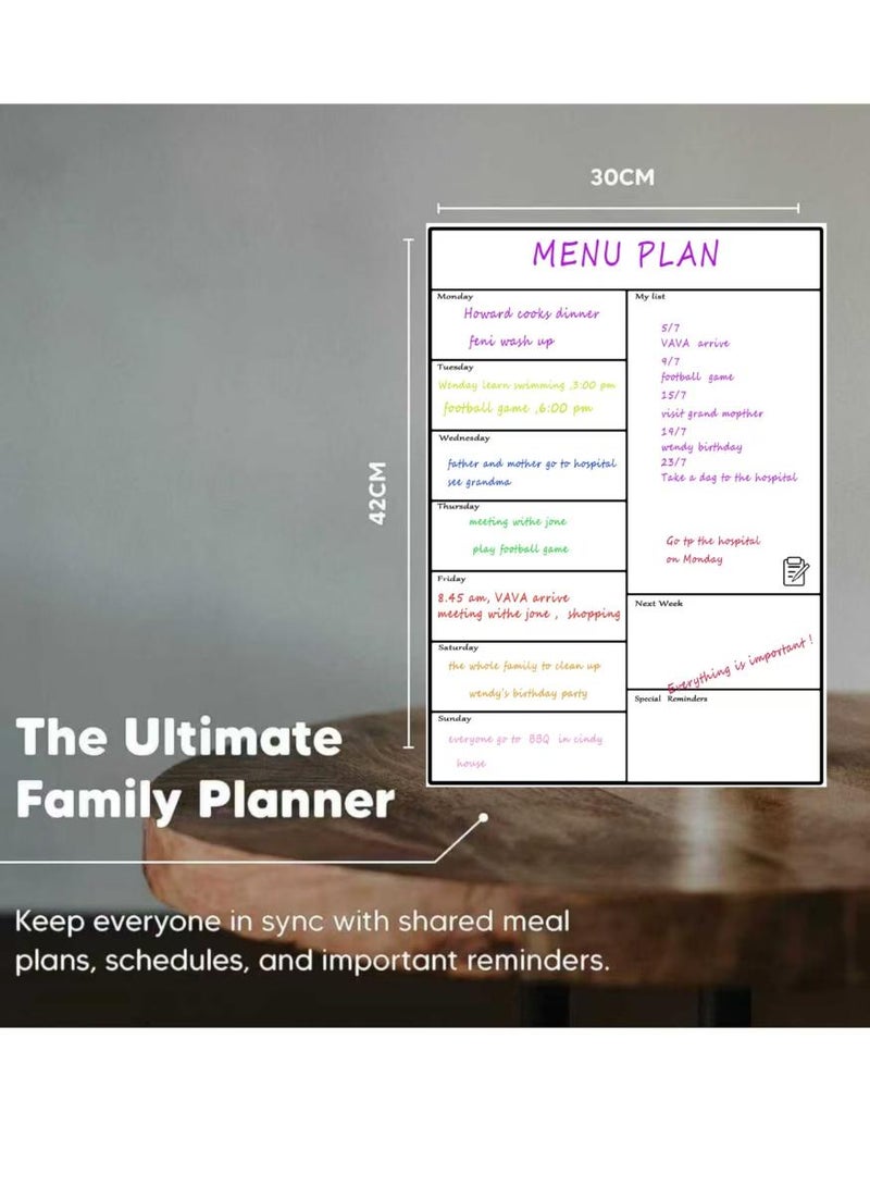 PAPERSAY A3 Magnetic Whiteboard Fridge Calendar, Meal Menu Planner and Shopping List White Board, Memo Board and Family Planner Notice Board for Refrigerator Dry Erase, Weekly - Image 2