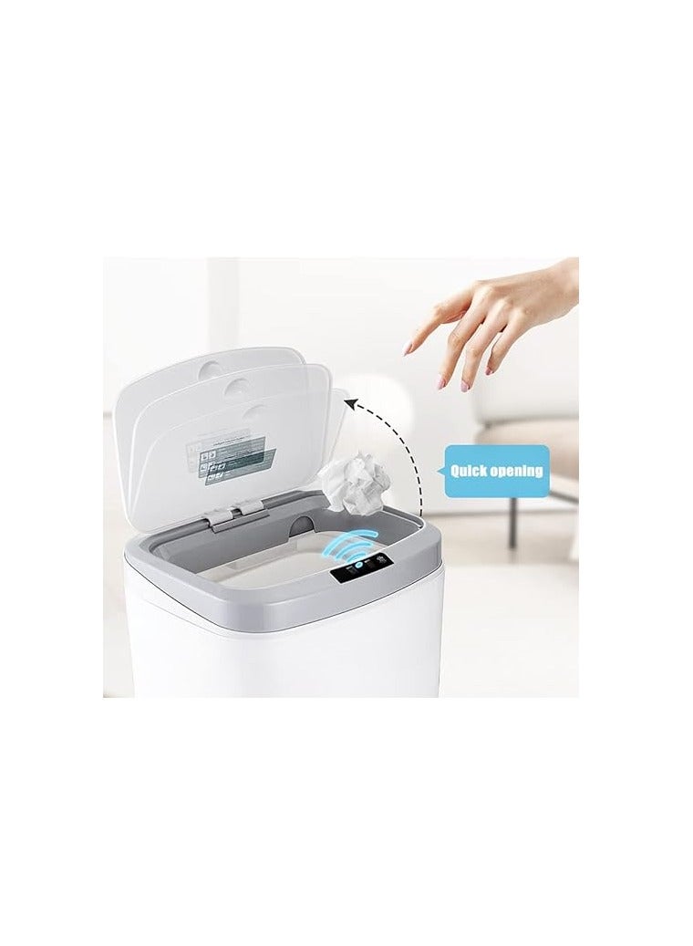 U-HOOME 16L Smart Waste Bin Inductive Trash Can, Touchless Bathroom Trash Can with Lid Sensor Kitchen Dustbin, Automatic Sensor Waste Basket for Kitchen Home Office Bedroom (White) - Image 4