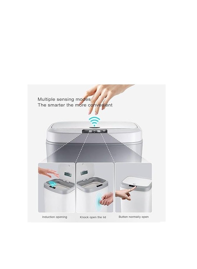 U-HOOME 16L Smart Waste Bin Inductive Trash Can, Touchless Bathroom Trash Can with Lid Sensor Kitchen Dustbin, Automatic Sensor Waste Basket for Kitchen Home Office Bedroom (White) - Image 5