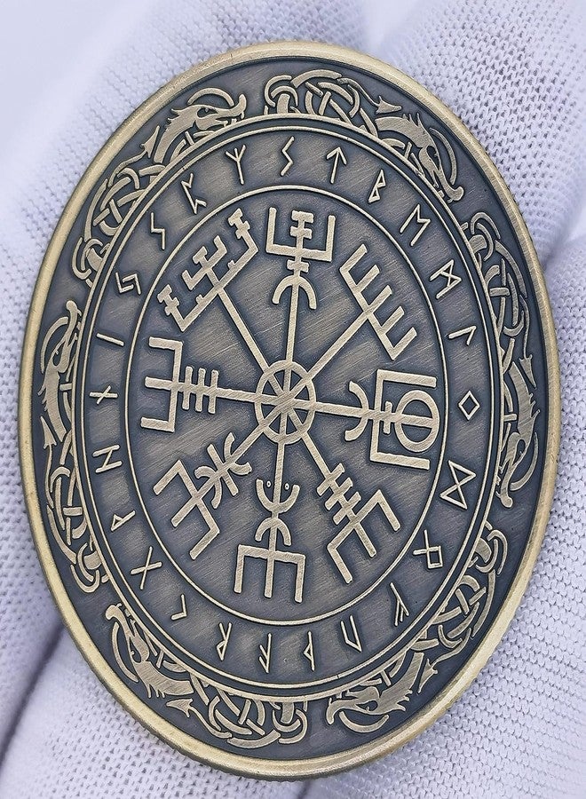 Aomcisi عملة تذكارية على شكل بوصلة فايكنغ (Vegvisir) - تصميم رونيك نورسي - هدية فريدة لعشاق الفايكنغ والأساطير النوردية - Image 5