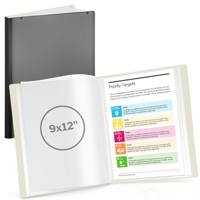 9X12 PRESENTATION BOOK BLACK 24POCKET FOLDER WITH CLEAR PLASTIC SLEEVES DISPLAYS 48 PAGES OF 9 X 12 OR A4 DOCUMENTS CERTIFICATES KIDS ART KEEPSAKES ACIDFREE PORTFOLIO BINDER