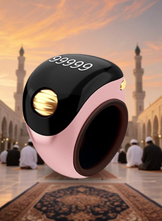 OLED Display Tasbeeh Ring, Smart 99999 Count Smart Counter with Vibration Reminder, Type-C Charging Zikr Ring with 2 Adjustable Silicone Rings, Perfect for Daily Prayer and Zikr Counting  - Image 1