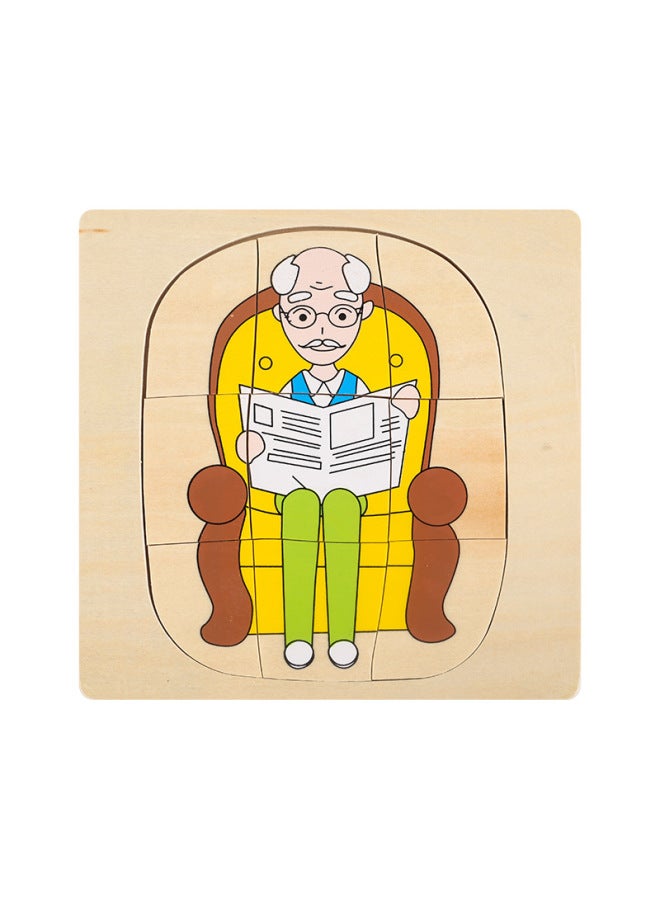 التعليم المبكر الحيوانات والنباتات عملية نمو الرجال والنساء متعدد الطبقات بازل قطع ألعاب خشبية-اللون: عملية نمو الرجل - Image 1