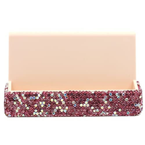 Bestbling Bling Rhinestone Crystal Business Card Holder for Desk Business Card Display Stand Desktop Business Card Holders (Pink) - Image 3