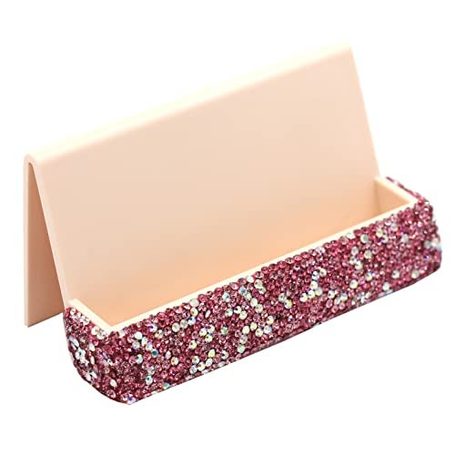 Bestbling Bling Rhinestone Crystal Business Card Holder for Desk Business Card Display Stand Desktop Business Card Holders (Pink) - Image 1