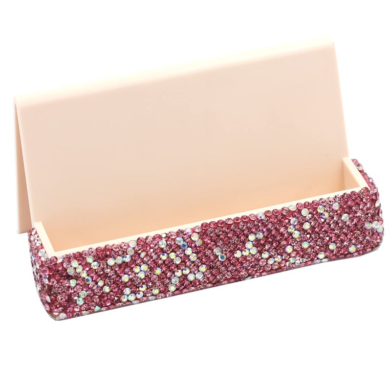 Bestbling Bling Rhinestone Crystal Business Card Holder for Desk Business Card Display Stand Desktop Business Card Holders (Pink) - Image 2