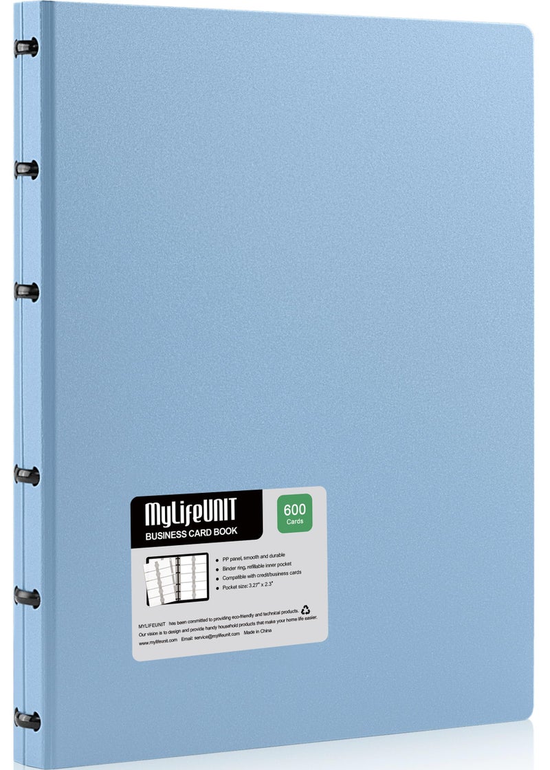 Mylifeunit Business Card Book  Name Card Holder Book With 600 Business Cards Capacity  Credit Card Book File Storage (Light Blue) - Image 1