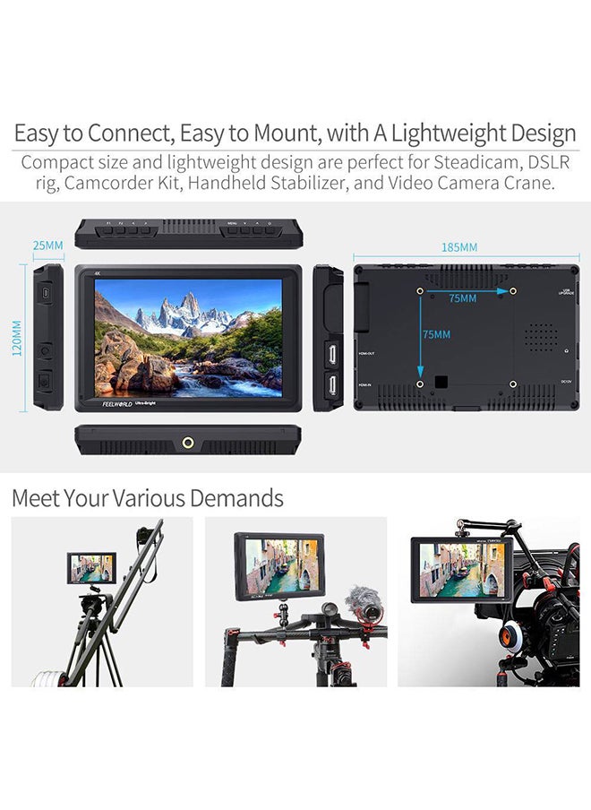 Feelworld - FEELWORLD FW279 7 INCH ULTRA BRIGHT 2200NIT DAYLIGHT VIEWABLE DSLR CAMERA FIELD MONITOR 4K HDMI - Image 1