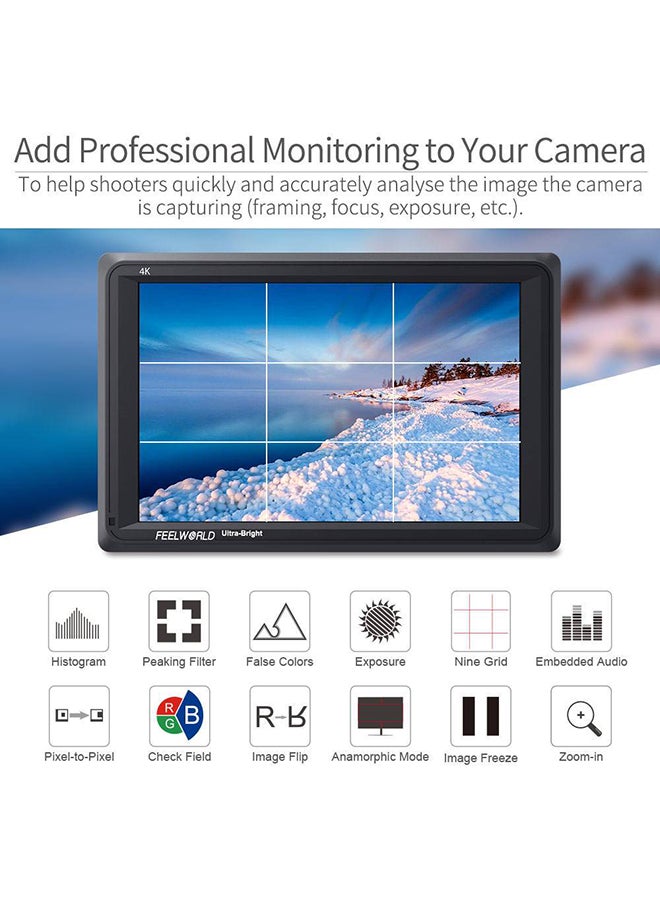 Feelworld - FEELWORLD FW279 7 INCH ULTRA BRIGHT 2200NIT DAYLIGHT VIEWABLE DSLR CAMERA FIELD MONITOR 4K HDMI - Image 1