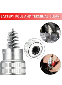 SYOSI 1 Pair Battery Terminals, 4 Way Positive & Negative Terminal Connector Kit with Anti Corrosion Washers, Hex Wrench, Copper Ring Lugs, Cleaning Brush for Car Marine Boat  - Image 5