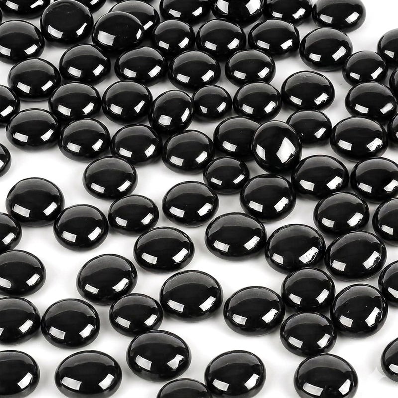 ARSUK Decorative Glass Pebbles, Stones Beads Rounded, Stones, Gems (Approx-170-180Pcs/955gm) (Black) - Image 1
