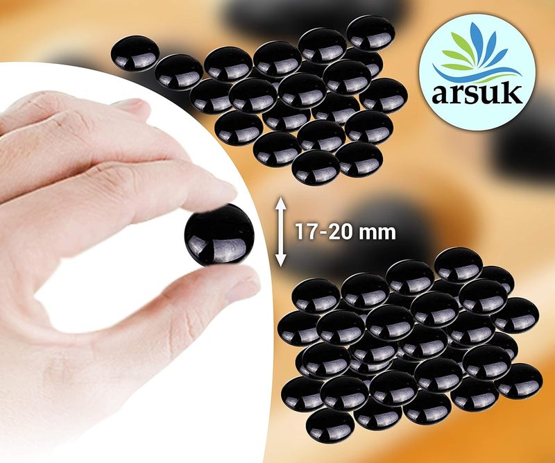 ARSUK Decorative Glass Pebbles, Stones Beads Rounded, Stones, Gems (Approx-170-180Pcs/955gm) (Black) - Image 2