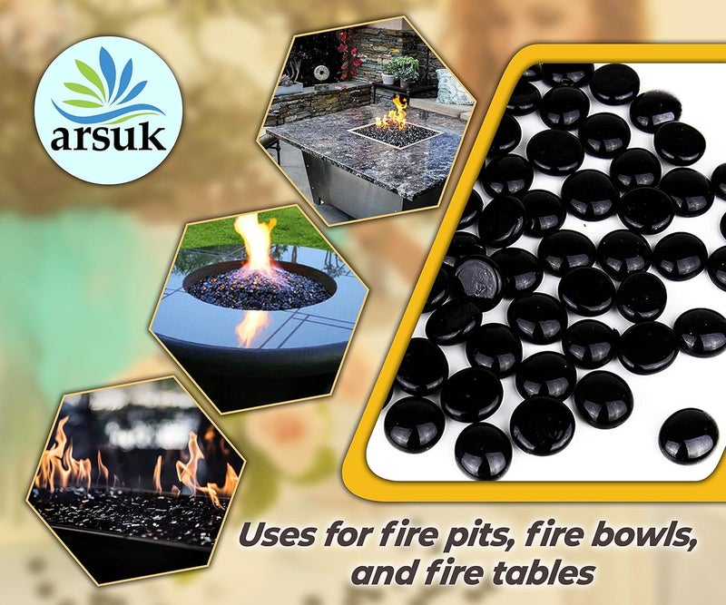 ARSUK Decorative Glass Pebbles, Stones Beads Rounded, Stones, Gems (Approx-170-180Pcs/955gm) (Black) - Image 5