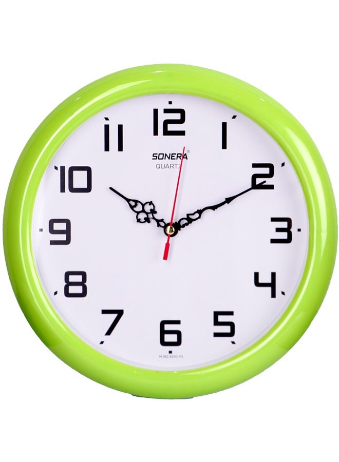 Sonera Wall Clock -9241-Analog-Quartz- Light Green Frame - White Dial With Black Numbers - Image 1
