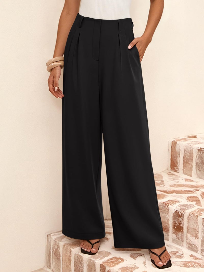 NIMIN Wide Leg Dress Pants for Women 2026 High Waisted Trousers Pants Trendy Business Casual Work Black Slacks M - Image 2