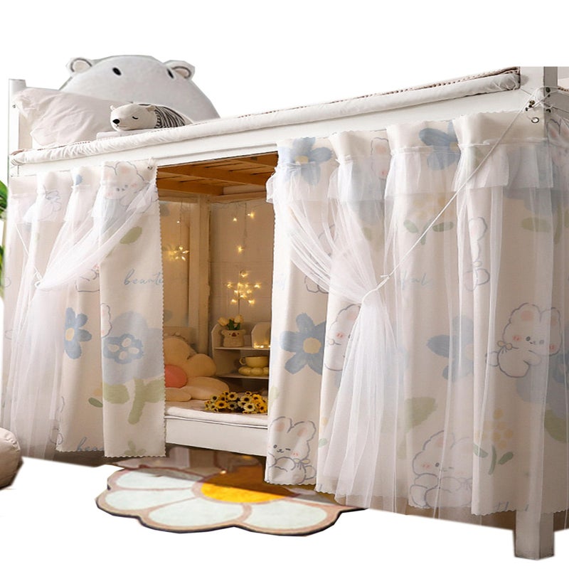 Qubanda ستائر سرير قوباندا للدورم - شباك سرير مظلة قماشية - ستائر حجب ضوء للرجال والنساء - شباك تهوية مضاد للغبار - سرير فردي