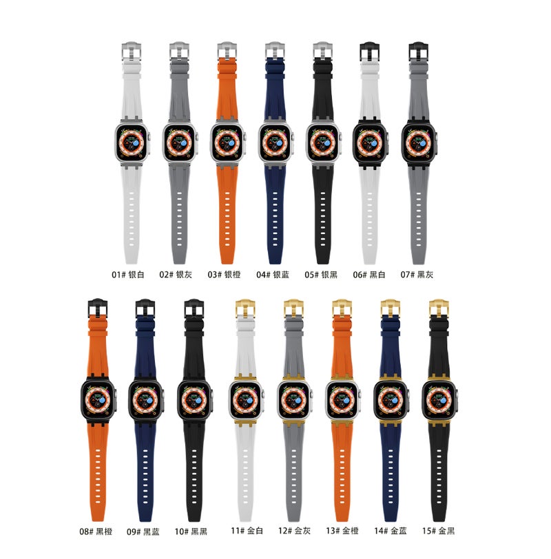 Ready Stock Suitable For Apple Watch Apple Watch Liquid Silicone Strap Stainless Steel Head Ultra Strap - Image 3