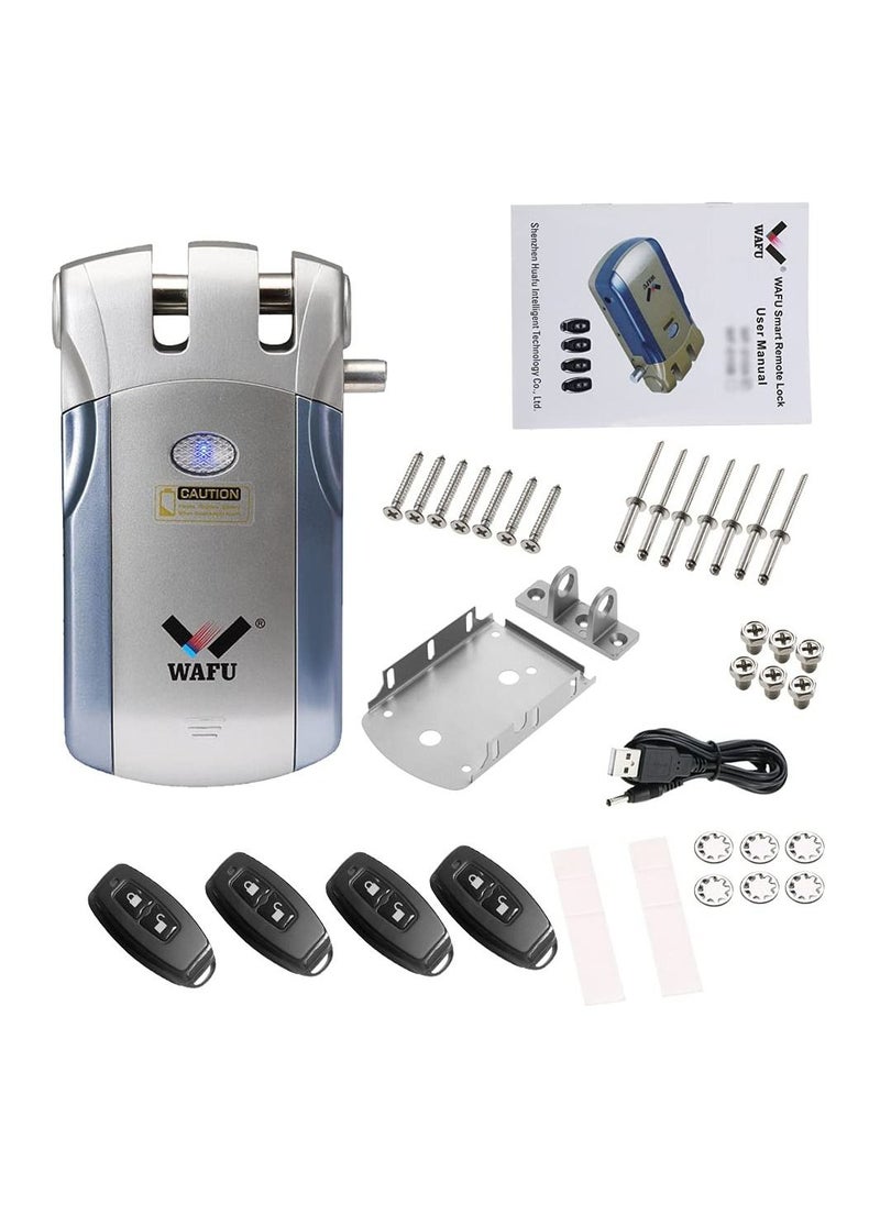 WAFU WiFi Smart Electronic Lock Tuya/SmartLife Lock Remote Control Invisible Keyless Entry Door Lock Zinc Alloy Metal Smart Door Lock iOS Android APP Unlocking with 4 Remote Controlle