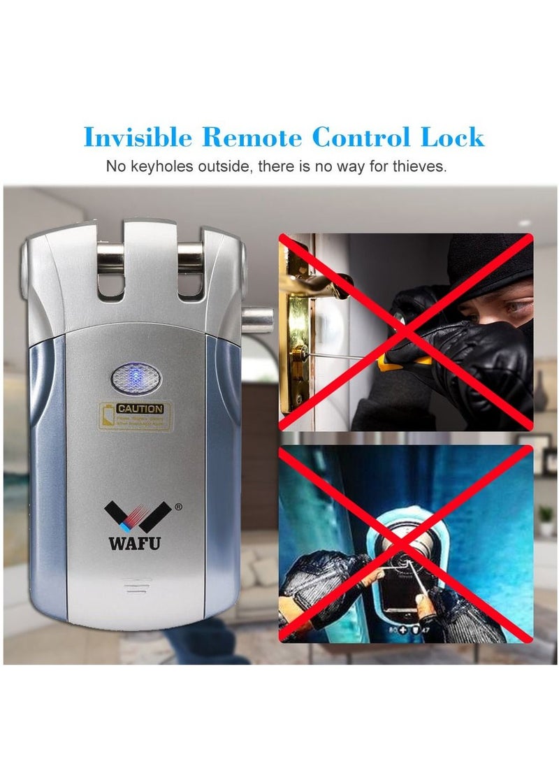 WAFU WiFi Smart Electronic Lock Tuya/SmartLife Lock Remote Control Invisible Keyless Entry Door Lock Zinc Alloy Metal Smart Door Lock iOS Android APP Unlocking with 4 Remote Controlle