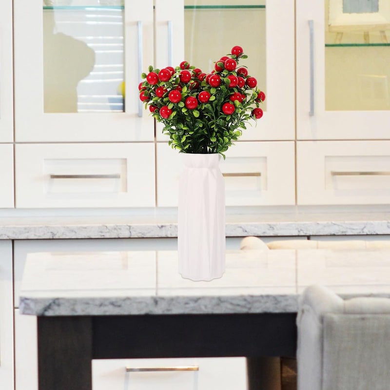 Artificial Red Cherry Branches Faux Cherry Flowers 3 Bunches Plastic Red Berries Stems for Home Decor Wedding Party Christmas Vase Arrangement - Image 5