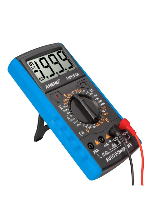 أنينج مقياس رقمي ANENG AN9205A 3 1/2 LCD عرض 1999 عد Manual Range مقياس عالمي AC DC المقاومة السعة اختبار الترانزستور مقياس متعدد الوظائف مع إضاءة خلفية مقياس اختبار NCV باللون الأزرق - Image 1