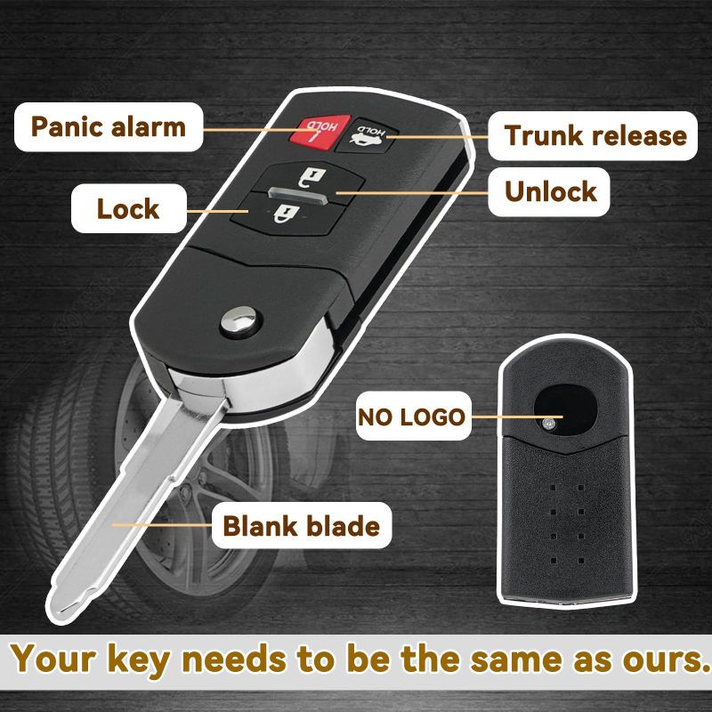 Mazda Key Fob Replacement: 3+1 Key - Replacement Remote Key for Mazda Vehicle Owners - Image 4