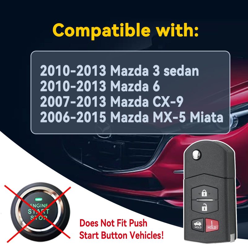 Mazda Key Fob Replacement: 3+1 Key - Replacement Remote Key for Mazda Vehicle Owners - Image 2
