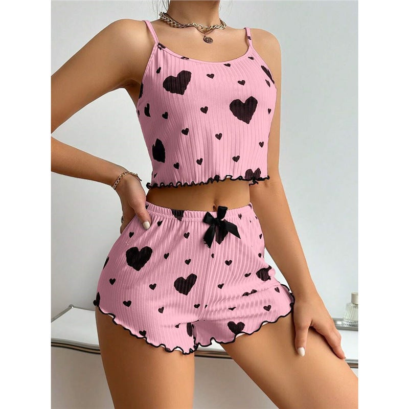 Women's Fashion Heart Print Loungewear Set - Image 2