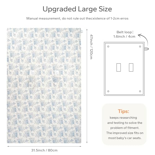 SERAPHY 2-in-1 Muslin Baby Car Seat Cover & Nursing Cover, Soft Lightweight Breastfeeding Cover for Boys and Girls,Breathable Canopy for Infant Carseat & Stroller for Summer—Blueberrie - Image 2