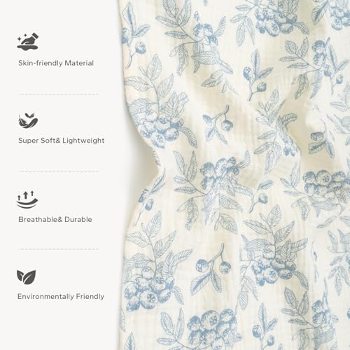 SERAPHY 2-in-1 Muslin Baby Car Seat Cover & Nursing Cover, Soft Lightweight Breastfeeding Cover for Boys and Girls,Breathable Canopy for Infant Carseat & Stroller for Summer—Blueberrie - Image 3