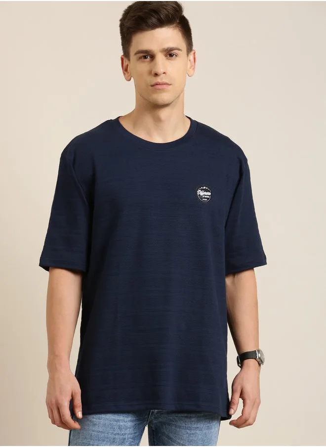 ديفيرينس أوف أوبينيون Textured Chest Print Oversized T-Shirt by Styli
