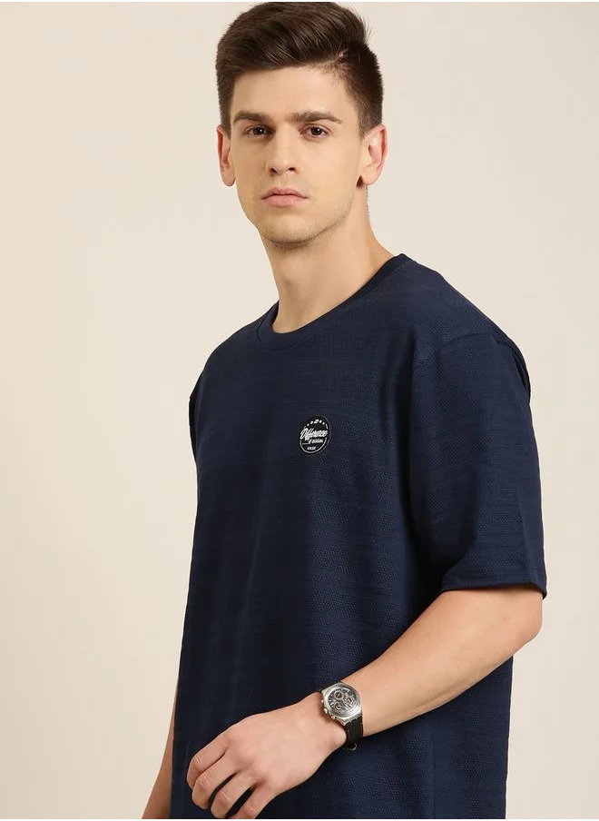 ديفيرينس أوف أوبينيون Textured Chest Print Oversized T-Shirt by Styli