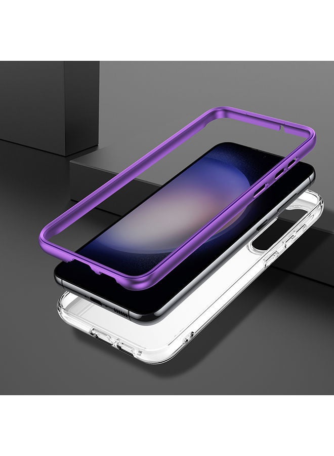 O Ozone Marble Bundle for Samsung Galaxy S23 Plus Case + Galaxy Buds Case Full-Body Smooth Gloss Finish Marble Shockproof Bumper Stylish Cover (Purple) - Image 3