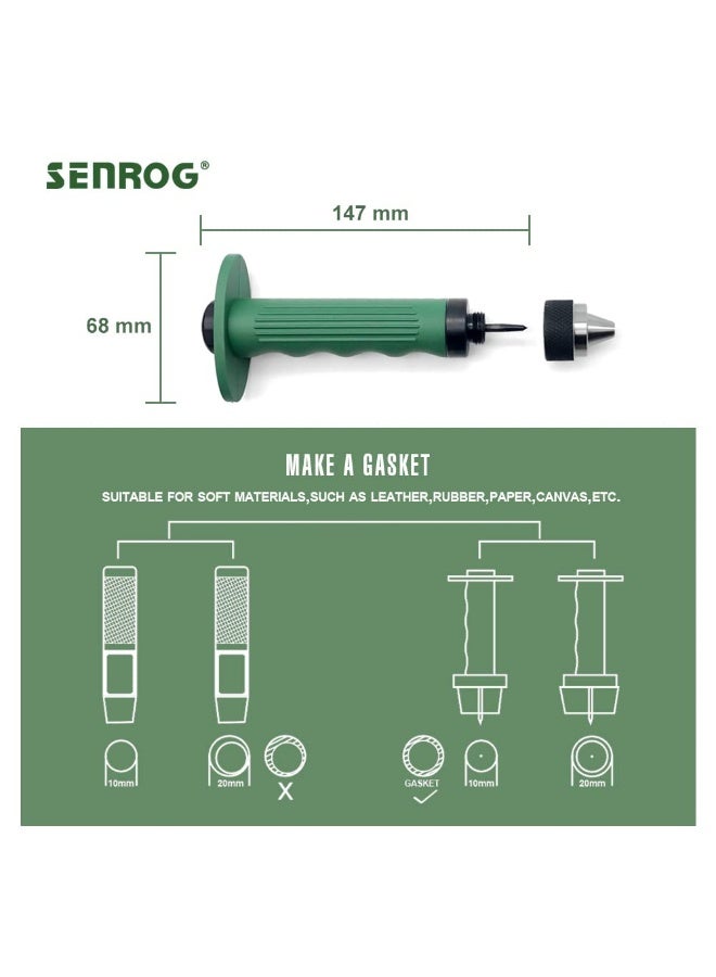 SENROG 12 in 1 Hole Punch Set, Hollow Punch Set for Leather, Gasket Hole Punch Set, Rubber Hollow Hole Punch Set, Plastic Sheet Gasket Punch Set, 3/16'' to 1-1/4'' Hole Punch Kit with Handle  - Image 3