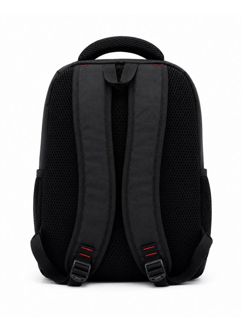 16-Inch Black Backpack for Schools and Universities – Multi-Pocket, Water-Resistant, and Lightweight. - Image 2
