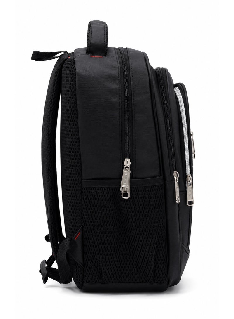 16-Inch Black Backpack for Schools and Universities – Multi-Pocket, Water-Resistant, and Lightweight. - Image 3