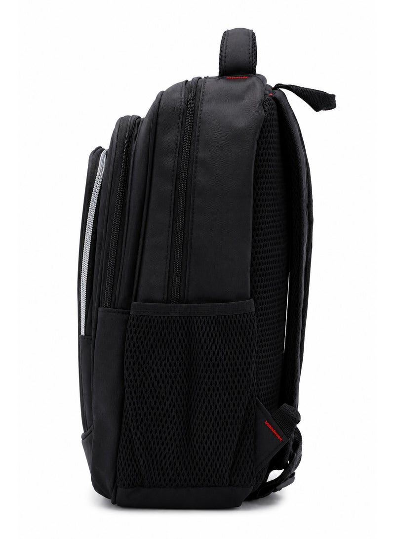 16-Inch Black Backpack for Schools and Universities – Multi-Pocket, Water-Resistant, and Lightweight. - Image 4