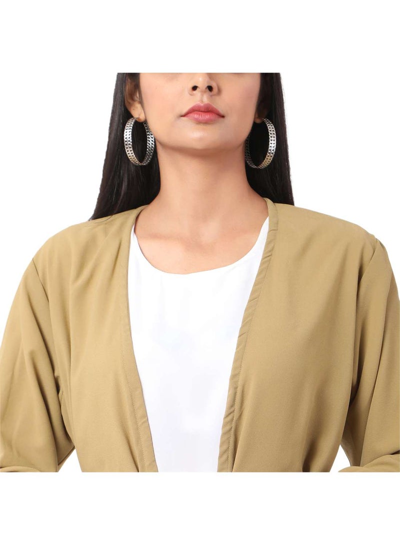 HANA & SARA MODEST DRESS WITH LONG JACKET AND BELT STYLISH SOLID COLOUR ARABIC KAFTAN JALABIYA - Image 3