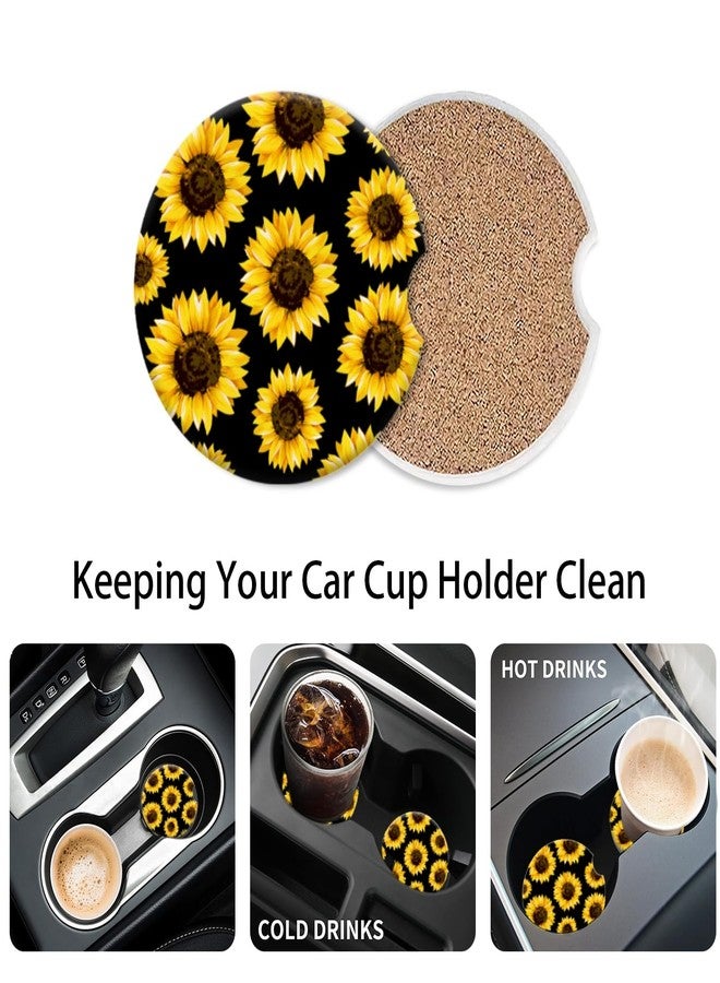 PATBIXES Cup Holder for Car,Vibrant Sunflower Patterns Ceramic Coasters Non-Slip Cup Holder Insert with Fingertip Grip, Auto Interior Accessories for Women & Men,Pack of 2, 2.56In - Image 5