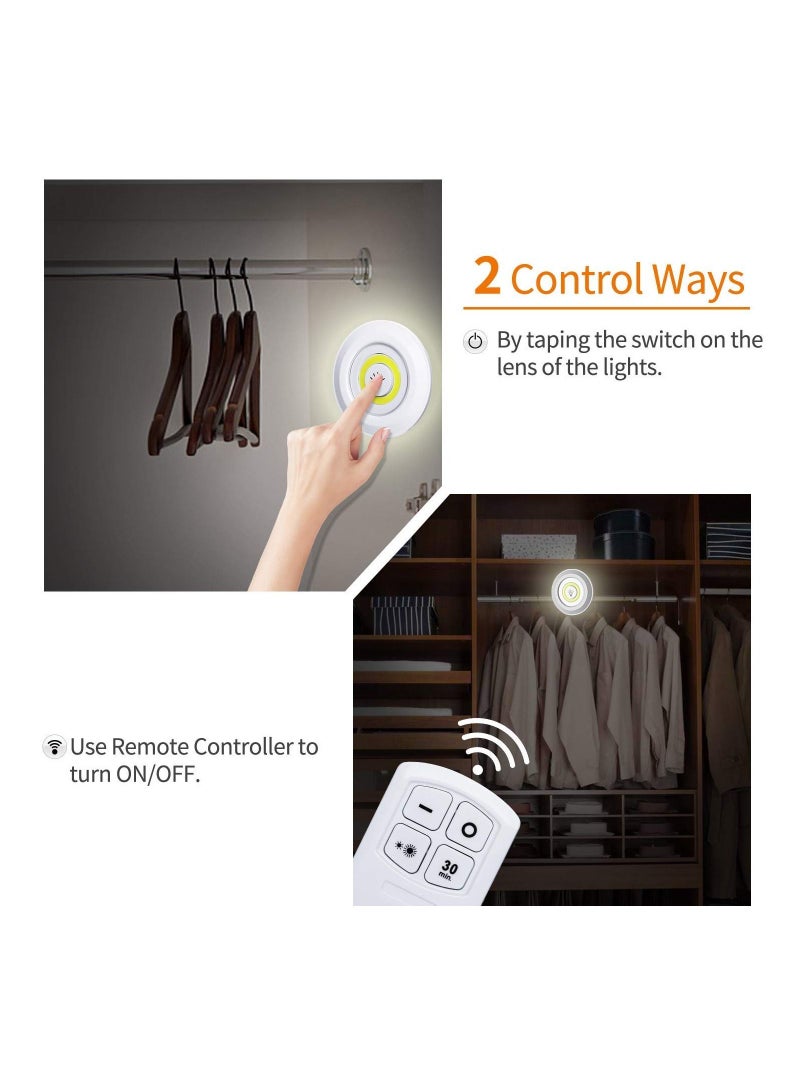 COB Wireless LED Lights | Brightness Adjustable Night Light Wall Light for Closet Cabinet with Timer - Set of 3 Lights and Remote Control