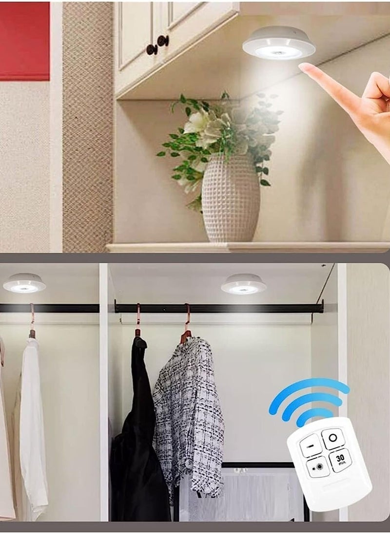 COB Wireless LED Lights | Brightness Adjustable Night Light Wall Light for Closet Cabinet with Timer - Set of 3 Lights and Remote Control