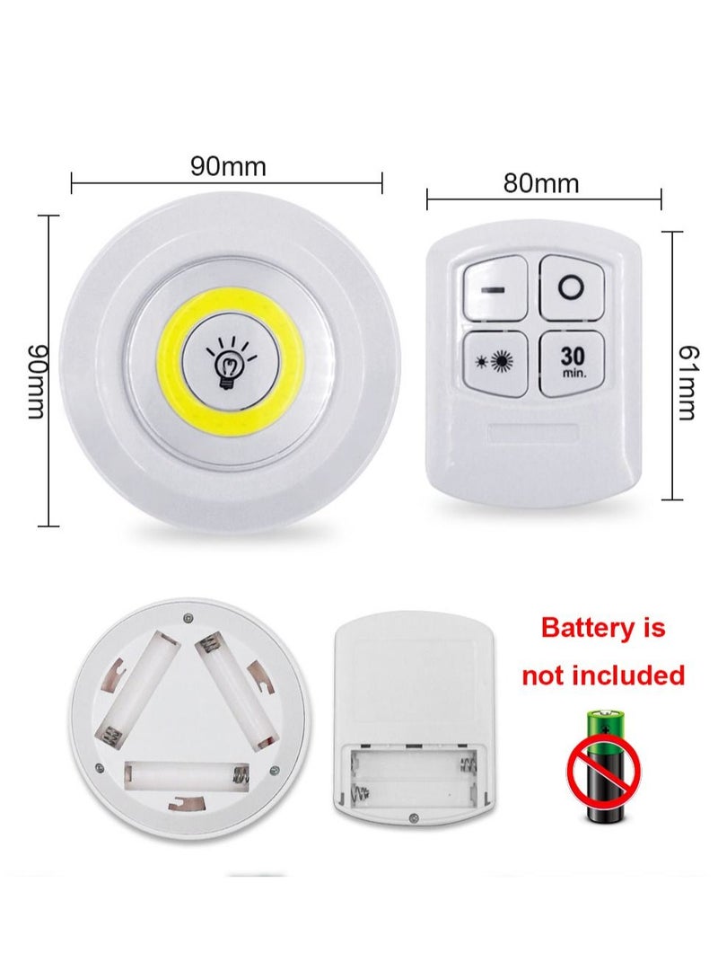 COB Wireless LED Lights | Brightness Adjustable Night Light Wall Light for Closet Cabinet with Timer - Set of 3 Lights and Remote Control